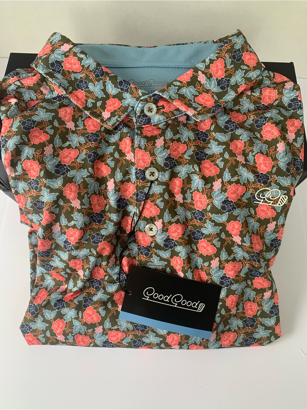 NWT Good Good Golf Polo Shirt Mens size XL Through The Green Floral Performance